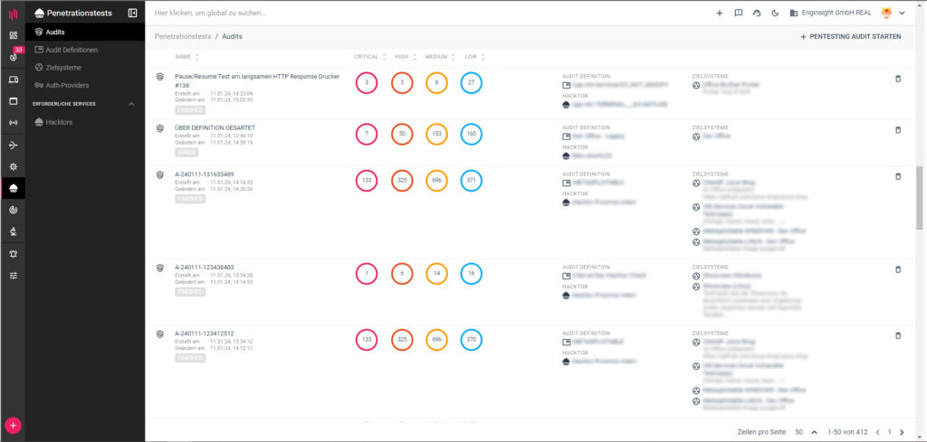 Audit-Dashboard in Enginsight
